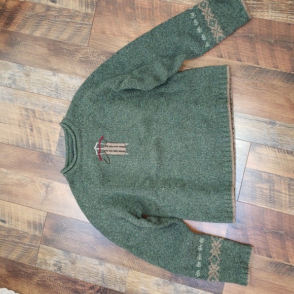Woolrich Sweaters - Woolrich Green Lambswool Blend Knit Winter Sled Sweater, Size Medium